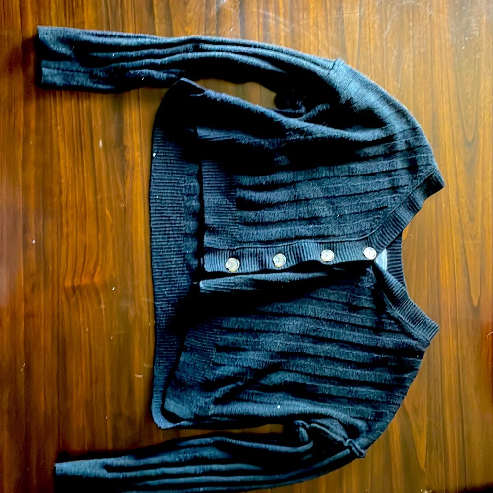 black, buttons, originally from rue 21, cropped sweater